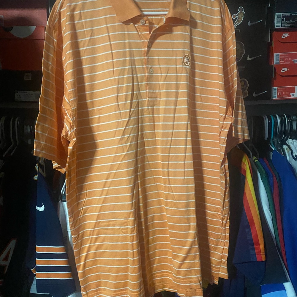 Peter Millar Orange and White Polo Shirt
